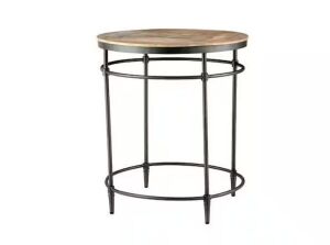 Stanton 22 in. Mango Round Solid Wood End Table with Metal Legs 