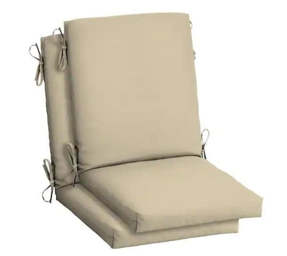 Arden 20 in. x 20 in. Tan Leala High Back Outdoor Dining Chair Cushion ...