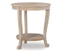 Powell Company Whither Natural Wood 22" Round x 24"H Side Table with Shelf&nbsp;