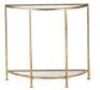 Bella 32 in. Gold Leaf/Clear Standard Half Moon Glass Console Table with Storage&nbsp;