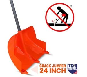 Crack Jumper 24 in. Combo Pusher, Adjust 42 in Vinyl-Coated Metal Handle, ABS-Plastic Blade, Ergonomic Grip Snow Shovel 