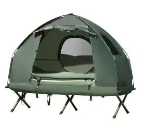 1-Person Metal Folding Camping Tent with Sleeping Bag and Air Mattress  