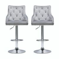High Back Swivel Velvet Bar Stools, Set of 2&nbsp;