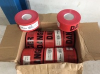 Case of Heavy Duty Barricade Safety Tape, Red,&nbsp;DANGER, 3" x 1000' - New