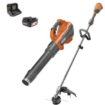 RIDGID 18V Cordless String Trimmer and Leaf Blower