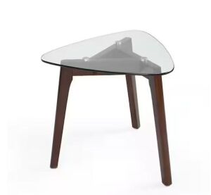 Noble House Fircrest 23.25 in. Walnut Triangle Glass End Table 