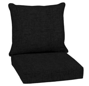 Arden 24 in. x 24 in. 2-Piece Deep Seating Outdoor Lounge Chair Cushion in Black Leala 