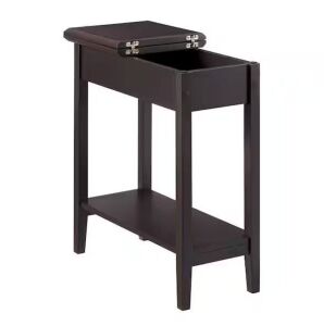 Espresso Narrow Flip Top End Table with Storage