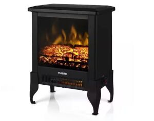 TURBRO Suburbs 14 in. Freestanding Electric Fireplace Stove with Realistic Dancing Flame Effect and Thermostat in Black 