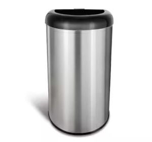 NINESTARS 13 Gal. Black Open Top Lid Stainless Steel Trash Can 