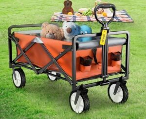 VEVOR 3.2 cu.ft. Steel Collapsible Wagon Cart 176 lbs. Load