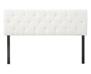 Brookside Kaylee Adjustable Ivory Twin Upholstered Low Profile Headboard with Diamond Tufting 