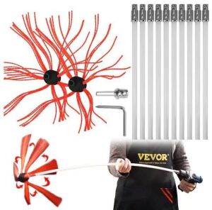 VEVOR 33 ft. Chimney Brush Kit with 10 Nylon Rods and 2 Brush Head