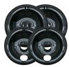 Range Kleen 6 in. 2-Small and 8 in. 2-Large Drip Bowl in Black Porcelain, 4 Pack 