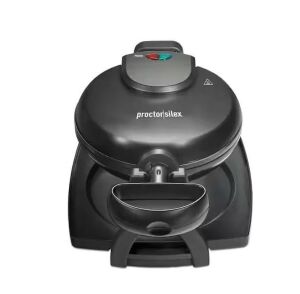 Proctor Silex 800-Watt Single Waffle Black Belgian Flip Waffle Maker 