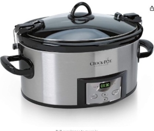 Crock-Pot 6 Quart Cook & Carry Programmable Slow Cooker with Digital Timer, Stainless Steel (CPSCVC60LL-S)