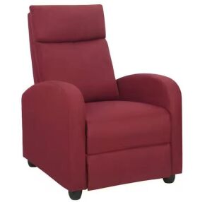 Red Thick Padded Push Back Fabric Recliner