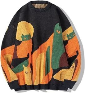 Aelfric Eden Color Blocking Cat Sweater, Large