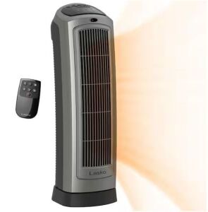 Lasko 1500W 22 in. Gray Electric Tower Ceramic Space Heater with Digital Display, Thermostat and Remote Control 