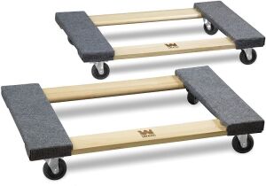 WEN DL1830 1320 lbs. Capacity 18 in. x 30 in. Hardwood Furniture Moving Dolly, Two Pack