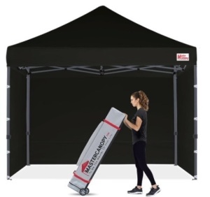 MASTERCANOPY Heavy Duty Pop-up Canopy Tent with Sidewalls (8x8,Black)