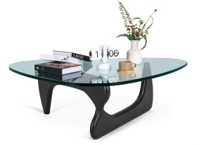 Noguchi Table Triangle Glass Coffee Table. Very thick, heavy glass