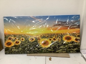 Sunflower Blossom Field Sunset Scenery Painting