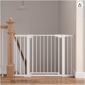 Baby Gate for Stairs, 29.6"-46" Pressure Mounted Pet Gate with Walk Through Door, Auto Close Dog Gate for House, Stairs, Doorways