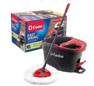 O-Cedar EasyWring Microfiber Spin Mop, Bucket Floor Cleaning System, Red, Gray