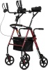 ELENKER Upright Walker, Stand Up Rollator Walker with Padded Seat and Backrest, Lightweight, Compact Folding, Fully Adjustment Frame for Seniors, Red