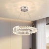 Modern Chrome Crystal Chandelier, LED Ring Dimmable Pendant Lights Fixture with Remote; Adjustable hanging Ceiling Light for Dining Room Kitchen Island Living Room Entryway Foyer, D15.75 inch