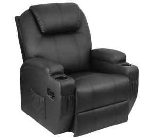 Homall Recliner Chair with Massage Single Living Room Huge Thick Padded Heating Function Sofa Seat, Black