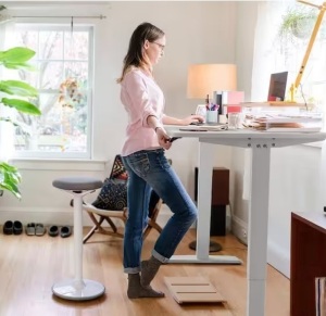 55 in. White Electric Standing Desk Height Adjustable Wooden Workstation