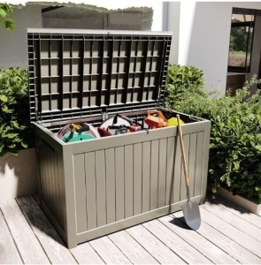 Resin Deck Box Large Outdoor Storage for Patio Furniture, Garden Tools, Pool Supplies, Weatherproof 