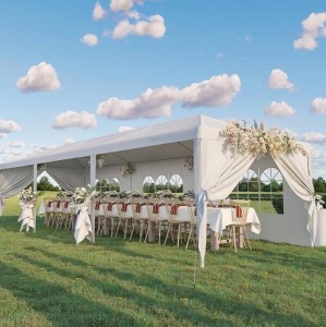 10 ft. x 30 ft. White Outdoor Gazebo Wedding Party Tent with Removable Sidewalls