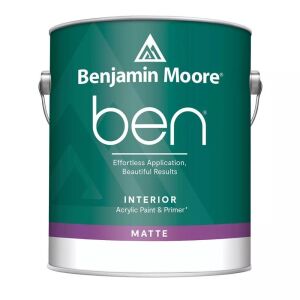 Case of (4) Benjamin Moore Ben Interior Acrylic Paint & Primer, Matte, Base, 1 Gal 