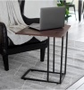 Household Essentials Jamestown Extendable C-Shaped for Accessiblity Side End Table Mid Century Walnut Wood Grain and Black Metal $110.99 - 2