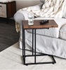 Household Essentials Jamestown Extendable C-Shaped for Accessiblity Side End Table Mid Century Walnut Wood Grain and Black Metal $110.99 - 3