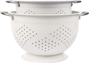 Rorence Powder Coated Steel Colander Set of 2 - White