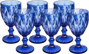 Blue Glasses Goblets, Drinkware 12 Ounce Water Glasses Wine Glasses Set of 6.Great for Party,Wedding