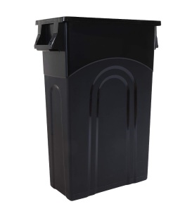 United Solutions Highboy Waste Container, Space Saving Profile & Easy Bag Removal for Indoor or Outdoor use, Black (TI0032)