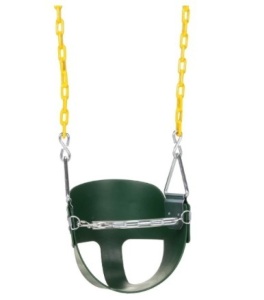 Eastern Jungle Gym Heavy-Duty High Back Half Bucket Toddler Swing Seat with Coated Swing Chains and Safety Strap