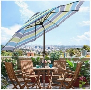 Blissun 9' Outdoor Patio Umbrella, Outdoor Table Umbrella, Yard Umbrella, Market Umbrella with 8 Sturdy Ribs, Push Button Tilt and Crank