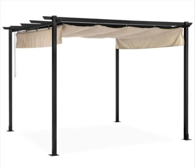 Outdoor Pergola, Patio Shelter w/ Retractable Canopy, Steel Frame - 10x10ft $379.99