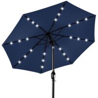 Solar LED Lighted Patio Umbrella w/ Tilt Adjustment, UV-Resistance - 10ft