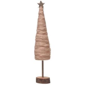 Lot of (4) Creative Co-Op Blush Wool Tree with Glitter & Gold Star