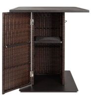 Wicker Bar Table with&nbsp;Built-In Bottle Opener, Hidden Storage