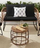 Rope Wicker Outdoor Bench & Table - No Hardware&nbsp;