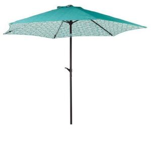 Living Accents 9 ft. Tiltable Teal Market Patio Umbrella 