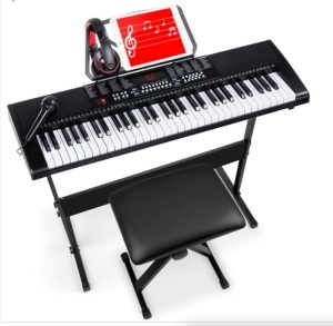 61-Key Beginners Electronic Keyboard Piano Set w/ 3 Modes, Microphone